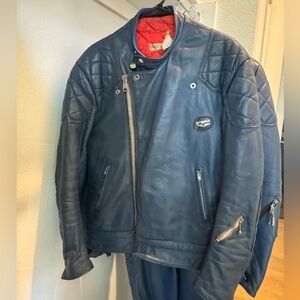 Lewis Leathers Super Monza Blue Leather Motorcycle Jacket M